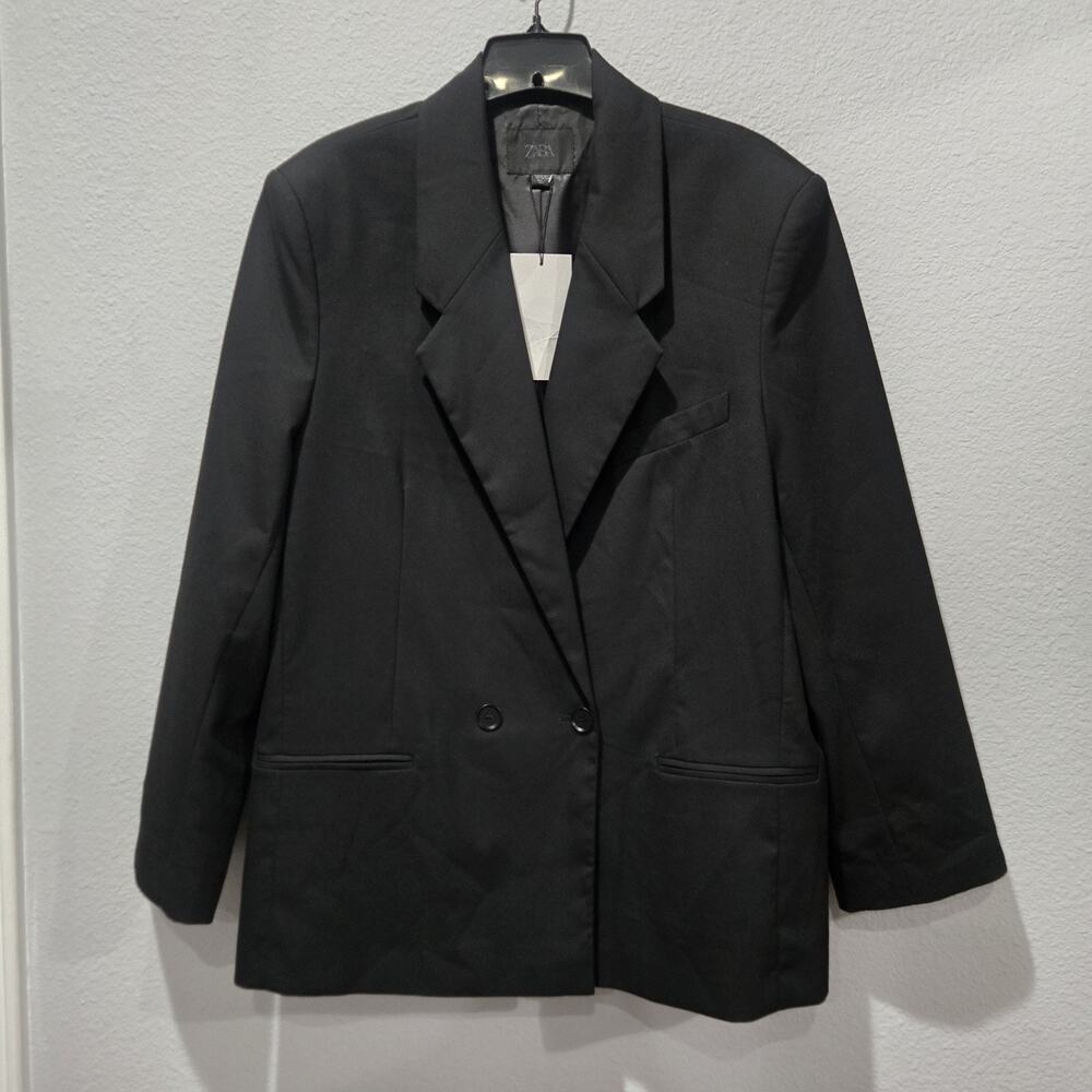 Zara M L Black Double Breasted Blazer